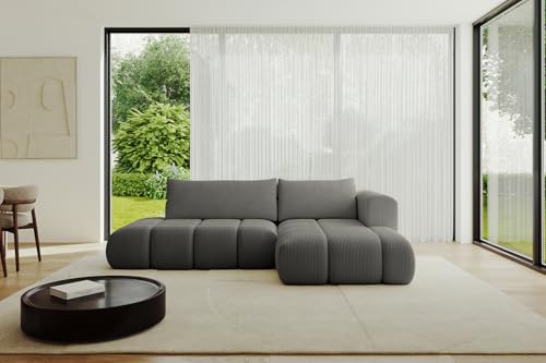 ALTDECOR Ecksofa mit Schlaffunktion und Bettkasten Corner Sofa Bett Eckcouch Couch L-Form Schlafcouch Ausziehbar Wohnlandschaft Schlafsofa Cauchsofa Cloud-L 289x180x40 Dunkelgrau von ALTDECOR
