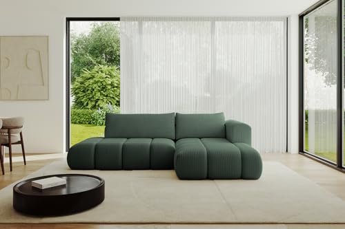 ALTDECOR Ecksofa mit Schlaffunktion und Bettkasten Corner Sofa Bett Eckcouch Couch L-Form Schlafcouch Ausziehbar Wohnlandschaft Schlafsofa Cauchsofa Cloud-L 289x180x40 Grün von ALTDECOR
