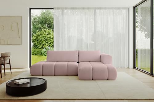 ALTDECOR Ecksofa mit Schlaffunktion und Bettkasten Corner Sofa Bett Eckcouch Couch L-Form Schlafcouch Ausziehbar Wohnlandschaft Schlafsofa Cauchsofa Cloud-L 289x180x40 Rosa von ALTDECOR