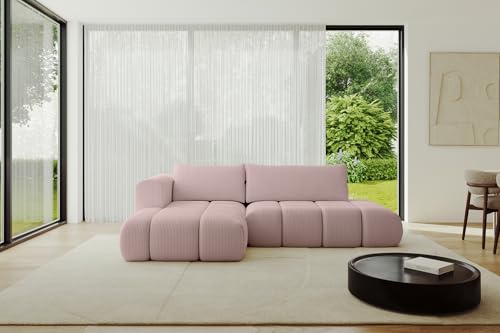 ALTDECOR Ecksofa mit Schlaffunktion und Bettkasten Corner Sofa Bett Eckcouch Couch L-Form Schlafcouch Ausziehbar Wohnlandschaft Schlafsofa Cauchsofa Cloud-L 289x180x40 Rosa von ALTDECOR