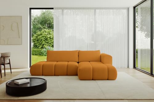 ALTDECOR Ecksofa mit Schlaffunktion und Bettkasten Corner Sofa Bett Eckcouch Couch L-Form Schlafcouch Ausziehbar Wohnlandschaft Schlafsofa Cauchsofa Cloud-L 289x180x40 Senfgelb von ALTDECOR
