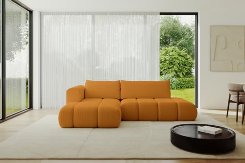 ALTDECOR Ecksofa mit Schlaffunktion und Bettkasten Corner Sofa Bett Eckcouch Couch L-Form Schlafcouch Ausziehbar Wohnlandschaft Schlafsofa Cauchsofa Cloud-L 289x180x40 Senfgelb von ALTDECOR