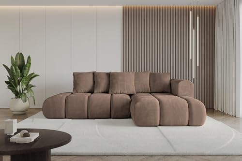 ALTDECOR Ecksofa mit Schlaffunktion und Bettkasten Corner Sofa Bett Eckcouch Couch L-Form Schlafcouch Ausziehbar Wohnlandschaft Schlafsofa Cauchsofa Cloud-L-v1 289x180x40 Braun von ALTDECOR