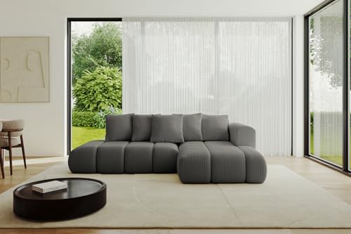 ALTDECOR Ecksofa mit Schlaffunktion und Bettkasten Corner Sofa Bett Eckcouch Couch L-Form Schlafcouch Ausziehbar Wohnlandschaft Schlafsofa Cauchsofa Cloud-L-v1 289x180x40 Dunkelgrau von ALTDECOR
