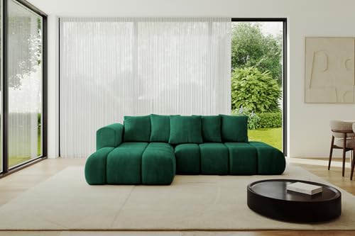 ALTDECOR Ecksofa mit Schlaffunktion und Bettkasten Corner Sofa Bett Eckcouch Couch L-Form Schlafcouch Ausziehbar Wohnlandschaft Schlafsofa Cauchsofa Cloud-L-v1 289x180x40 Dunkelgrün von ALTDECOR
