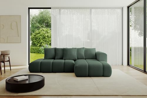 ALTDECOR Ecksofa mit Schlaffunktion und Bettkasten Corner Sofa Bett Eckcouch Couch L-Form Schlafcouch Ausziehbar Wohnlandschaft Schlafsofa Cauchsofa Cloud-L-v1 289x180x40 Grün von ALTDECOR
