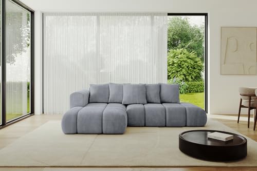 ALTDECOR Ecksofa mit Schlaffunktion und Bettkasten Corner Sofa Bett Eckcouch Couch L-Form Schlafcouch Ausziehbar Wohnlandschaft Schlafsofa Cauchsofa Cloud-L-v1 289x180x40 Hellgrau von ALTDECOR