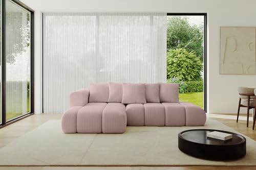 ALTDECOR Ecksofa mit Schlaffunktion und Bettkasten Corner Sofa Bett Eckcouch Couch L-Form Schlafcouch Ausziehbar Wohnlandschaft Schlafsofa Cauchsofa Cloud-L-v1 289x180x40 Rosa von ALTDECOR