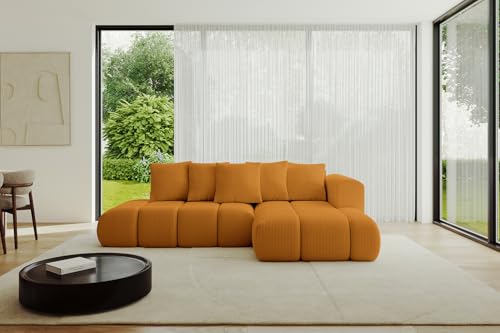 ALTDECOR Ecksofa mit Schlaffunktion und Bettkasten Corner Sofa Bett Eckcouch Couch L-Form Schlafcouch Ausziehbar Wohnlandschaft Schlafsofa Cauchsofa Cloud-L-v1 289x180x40 Senfgelb von ALTDECOR