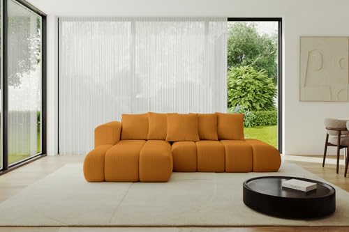 ALTDECOR Ecksofa mit Schlaffunktion und Bettkasten Corner Sofa Bett Eckcouch Couch L-Form Schlafcouch Ausziehbar Wohnlandschaft Schlafsofa Cauchsofa Cloud-L-v1 289x180x40 Senfgelb von ALTDECOR
