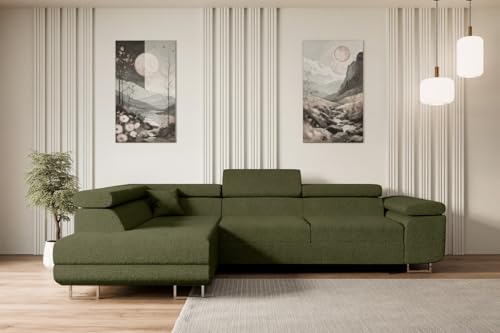 ALTDECOR Ecksofa mit Schlaffunktion und Bettkasten Corner Sofa Bett Eckcouch Couch L-Form Schlafcouch Ausziehbar Wohnlandschaft Schlafsofa Cauchsofa GUSA-L - 272x202x107 cm Grün von ALTDECOR