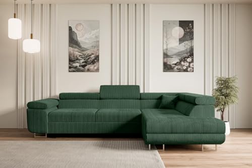 ALTDECOR Ecksofa mit Schlaffunktion und Bettkasten Corner Sofa Bett Eckcouch Couch L-Form Schlafcouch Ausziehbar Wohnlandschaft Schlafsofa Cauchsofa GUSA-L - 272x202x107 cm Grün von ALTDECOR