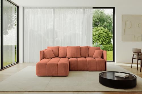ALTDECOR Ecksofa mit Schlaffunktion und Bettkasten Corner Sofa Bett Eckcouch Couch L-Form Schlafcouch Ausziehbar Wohnlandschaft Schlafsofa Cauchsofa LONLI-L 242x175x88 Apricot von ALTDECOR
