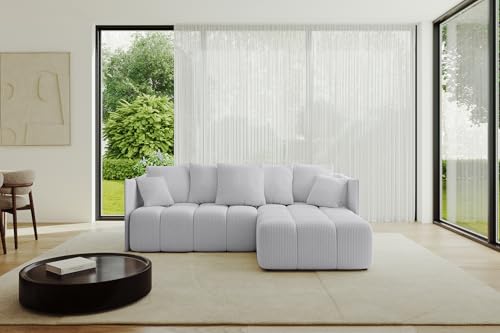 ALTDECOR Ecksofa mit Schlaffunktion und Bettkasten Corner Sofa Bett Eckcouch Couch L-Form Schlafcouch Ausziehbar Wohnlandschaft Schlafsofa Cauchsofa LONLI-L 242x175x88 Grau von ALTDECOR