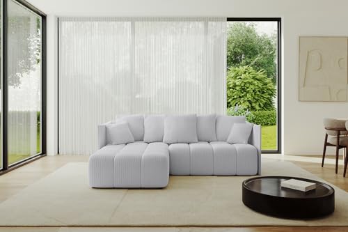 ALTDECOR Ecksofa mit Schlaffunktion und Bettkasten Corner Sofa Bett Eckcouch Couch L-Form Schlafcouch Ausziehbar Wohnlandschaft Schlafsofa Cauchsofa LONLI-L 242x175x88 Grau von ALTDECOR