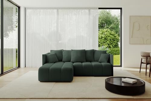 ALTDECOR Ecksofa mit Schlaffunktion und Bettkasten Corner Sofa Bett Eckcouch Couch L-Form Schlafcouch Ausziehbar Wohnlandschaft Schlafsofa Cauchsofa LONLI-L 242x175x88 Grün von ALTDECOR