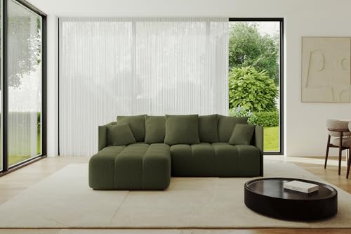 ALTDECOR Ecksofa mit Schlaffunktion und Bettkasten Corner Sofa Bett Eckcouch Couch L-Form Schlafcouch Ausziehbar Wohnlandschaft Schlafsofa Cauchsofa LONLI-L 242x175x88 Grün von ALTDECOR