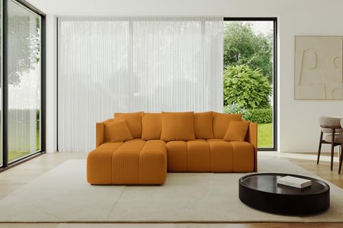 ALTDECOR Ecksofa mit Schlaffunktion und Bettkasten Corner Sofa Bett Eckcouch Couch L-Form Schlafcouch Ausziehbar Wohnlandschaft Schlafsofa Cauchsofa LONLI-L 242x175x88 Senfgelb von ALTDECOR