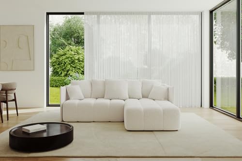ALTDECOR Ecksofa mit Schlaffunktion und Bettkasten Corner Sofa Bett Eckcouch Couch L-Form Schlafcouch Ausziehbar Wohnlandschaft Schlafsofa Cauchsofa LONLI-L 242x175x88 Weiß von ALTDECOR