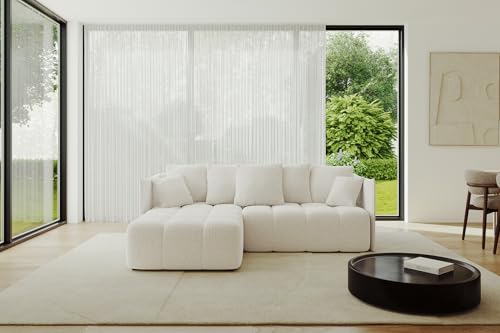 ALTDECOR Ecksofa mit Schlaffunktion und Bettkasten Corner Sofa Bett Eckcouch Couch L-Form Schlafcouch Ausziehbar Wohnlandschaft Schlafsofa Cauchsofa LONLI-L 242x175x88 Weiß von ALTDECOR