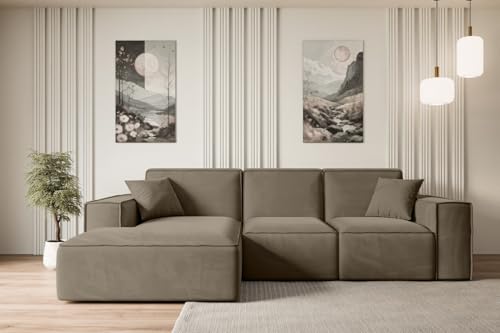ALTDECOR Ecksofa mit Schlaffunktion und Bettkasten Corner Sofa Bett Eckcouch Couch L-Form Schlafcouch Ausziehbar Wohnlandschaft Schlafsofa Cauchsofa Serra-L-S - 266x165x73 cm Braun von ALTDECOR