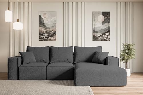ALTDECOR Ecksofa mit Schlaffunktion und Bettkasten Corner Sofa Bett Eckcouch Couch L-Form Schlafcouch Ausziehbar Wohnlandschaft Schlafsofa Cauchsofa Serra-L-S - 266x165x73 cm Grau von ALTDECOR