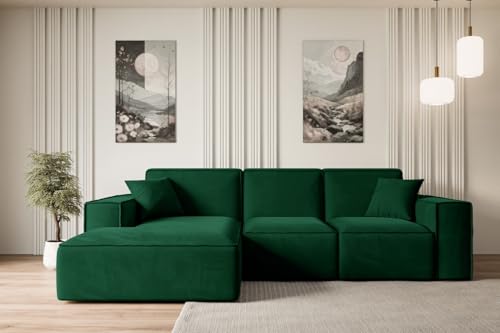 ALTDECOR Ecksofa mit Schlaffunktion und Bettkasten Corner Sofa Bett Eckcouch Couch L-Form Schlafcouch Ausziehbar Wohnlandschaft Schlafsofa Cauchsofa Serra-L-S - 266x165x73 cm Grün von ALTDECOR