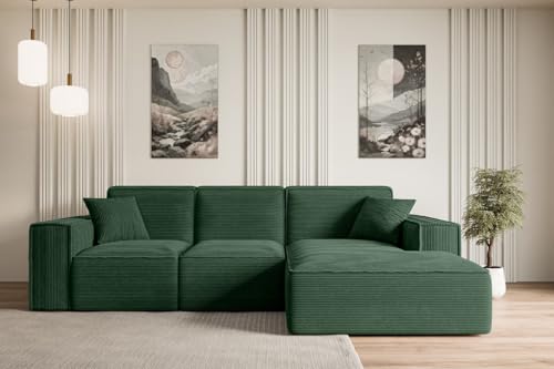 ALTDECOR Ecksofa mit Schlaffunktion und Bettkasten Corner Sofa Bett Eckcouch Couch L-Form Schlafcouch Ausziehbar Wohnlandschaft Schlafsofa Cauchsofa Serra-L-S - 266x165x73 cm Grün von ALTDECOR