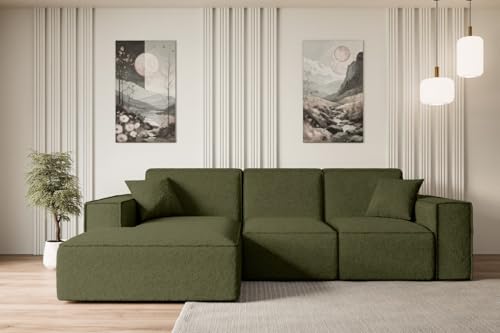 ALTDECOR Ecksofa mit Schlaffunktion und Bettkasten Corner Sofa Bett Eckcouch Couch L-Form Schlafcouch Ausziehbar Wohnlandschaft Schlafsofa Cauchsofa Serra-L-S - 266x165x73 cm Grün von ALTDECOR