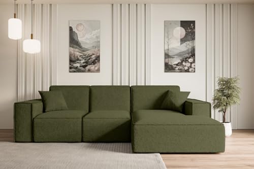 ALTDECOR Ecksofa mit Schlaffunktion und Bettkasten Corner Sofa Bett Eckcouch Couch L-Form Schlafcouch Ausziehbar Wohnlandschaft Schlafsofa Cauchsofa Serra-L-S - 266x165x73 cm Grün von ALTDECOR