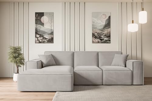 ALTDECOR Ecksofa mit Schlaffunktion und Bettkasten Corner Sofa Bett Eckcouch Couch L-Form Schlafcouch Ausziehbar Wohnlandschaft Schlafsofa Cauchsofa Serra-L-S - 266x165x73 cm Hellbraun von ALTDECOR