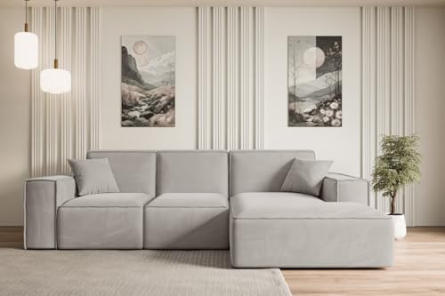 ALTDECOR Ecksofa mit Schlaffunktion und Bettkasten Corner Sofa Bett Eckcouch Couch L-Form Schlafcouch Ausziehbar Wohnlandschaft Schlafsofa Cauchsofa Serra-L-S - 266x165x73 cm Hellbraun von ALTDECOR