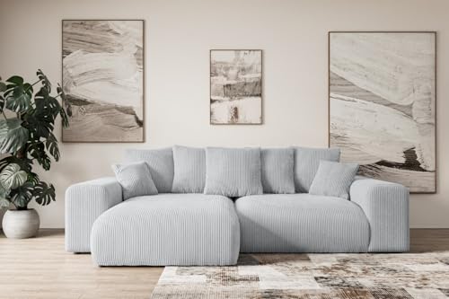 ALTDECOR Ecksofa mit Schlaffunktion und Bettkasten Corner Sofa Eckcouch Couch L-Form universal, Links/rechts angeordnet Schlafcouch Ausziehbar Wohnlandschaft Eskar-L -256x165x84cm Grau von ALTDECOR