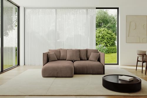 ALTDECOR Ecksofa mit Schlaffunktion und Bettkasten Corner Sofa Eckcouch Couch L-Form universal, Links/rechts angeordnet Schlafcouch Ausziehbar Wohnlandschaft ONESK-L 208x165x40 Braun von ALTDECOR