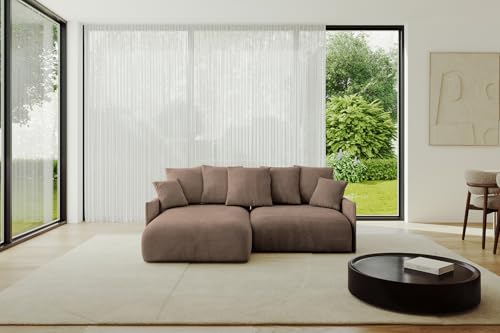 ALTDECOR Ecksofa mit Schlaffunktion und Bettkasten Corner Sofa Eckcouch Couch L-Form universal, Links/rechts angeordnet Schlafcouch Ausziehbar Wohnlandschaft ONESK-L -v1 208x165x40 Braun von ALTDECOR