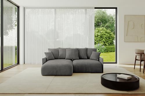 ALTDECOR Ecksofa mit Schlaffunktion und Bettkasten Corner Sofa Eckcouch Couch L-Form universal, Links/rechts angeordnet Schlafcouch Ausziehbar Wohnlandschaft ONESK-L -v1 208x165x40 Dunkelgrau von ALTDECOR