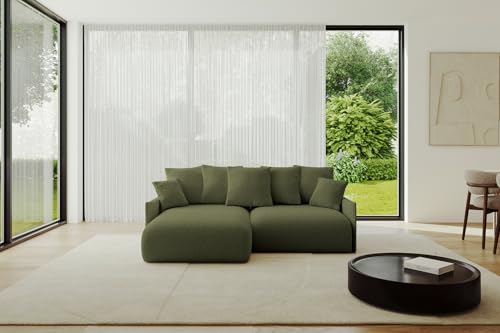ALTDECOR Ecksofa mit Schlaffunktion und Bettkasten Corner Sofa Eckcouch Couch L-Form universal, Links/rechts angeordnet Schlafcouch Ausziehbar Wohnlandschaft ONESK-L -v1 208x165x40 Grün von ALTDECOR