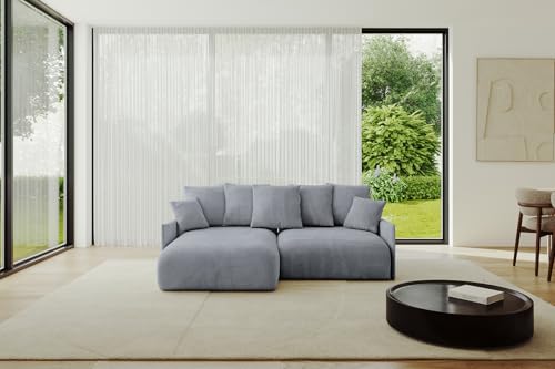 ALTDECOR Ecksofa mit Schlaffunktion und Bettkasten Corner Sofa Eckcouch Couch L-Form universal, Links/rechts angeordnet Schlafcouch Ausziehbar Wohnlandschaft ONESK-L -v1 208x165x40 Hellgrau von ALTDECOR