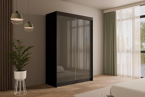 ALTDECOR Kleiderschrank mit Lacobel-Schiebetüren, kugelgelagerte Führungsschienen und Aluminium-Leisten - PEKA - 150 cm Schwarz/Grau ALTDECOR Kleiderschrank mit Lacobel-Schiebetüren, kugelgelagerte Führungsschienen und Aluminium-Leisten - PEKA - 150 cm Schwarz/Grau von ALTDECOR