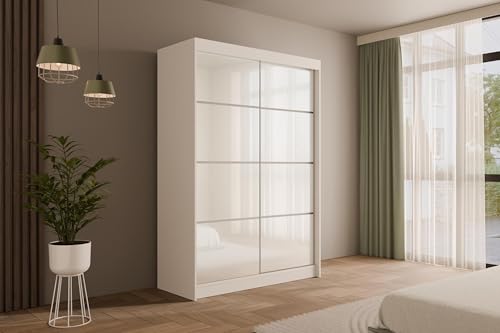 ALTDECOR Kleiderschrank mit Lacobel-Schiebetüren, kugelgelagerte Führungsschienen und Aluminium-Leisten - PEKA3-150 cm Weiß ALTDECOR Kleiderschrank mit Lacobel-Schiebetüren, kugelgelagerte Führungsschienen und Aluminium-Leisten - PEKA3-150 cm Weiß von ALTDECOR
