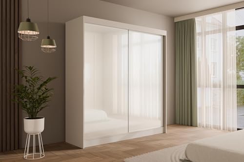 ALTDECOR Kleiderschrank mit Lacobel-Schiebetüren, kugelgelagerte Führungsschienen und Aluminium-Leisten - PEKA - 200 cm Weiß/Weiß ALTDECOR Kleiderschrank mit Lacobel-Schiebetüren, kugelgelagerte Führungsschienen und Aluminium-Leisten - PEKA - 200 cm Weiß/Weiß von ALTDECOR