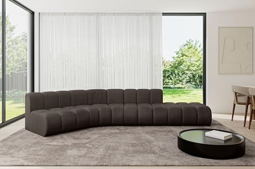 ALTDECOR Modulares Sofa Ecksofa in L-Form Corner modular Sofa Eckcouch Couch Wohnlandschaft Cauchsofa Bodensofa Polstersofa Brilo-L1-380x174x70 cm Braun von ALTDECOR