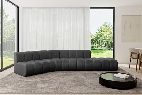 ALTDECOR Modulares Sofa Ecksofa in L-Form Corner modular Sofa Eckcouch Couch Wohnlandschaft Cauchsofa Bodensofa Polstersofa Brilo-L1-380x174x70 cm Schwarz von ALTDECOR