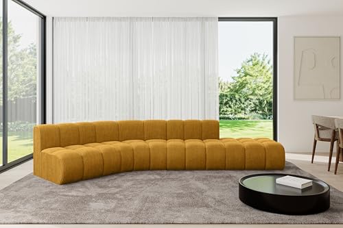 ALTDECOR Modulares Sofa Ecksofa in L-Form Corner modular Sofa Eckcouch Couch Wohnlandschaft Cauchsofa Bodensofa Polstersofa Brilo-L1-380x174x70 cm Senfgelb von ALTDECOR