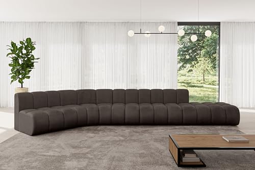 ALTDECOR Modulares Sofa Ecksofa in L-Form Corner modular Sofa Eckcouch Couch Wohnlandschaft Cauchsofa Bodensofa Polstersofa Brilo-L2-471x174x70 cm Braun von ALTDECOR