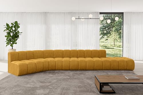 ALTDECOR Modulares Sofa Ecksofa in L-Form Corner modular Sofa Eckcouch Couch Wohnlandschaft Cauchsofa Bodensofa Polstersofa Brilo-L2-471x174x70 cm Senfgelb von ALTDECOR