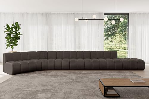 ALTDECOR Modulares Sofa Ecksofa in L-Form Corner modular Sofa Eckcouch Couch Wohnlandschaft Cauchsofa Bodensofa Polstersofa Brilo-L3-562x174x70 cm Braun von ALTDECOR