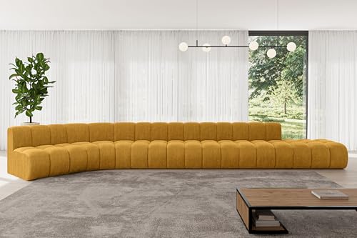 ALTDECOR Modulares Sofa Ecksofa in L-Form Corner modular Sofa Eckcouch Couch Wohnlandschaft Cauchsofa Bodensofa Polstersofa Brilo-L3-562x174x70 cm Senfgelb von ALTDECOR