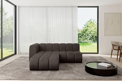 ALTDECOR Modulares Sofa Ecksofa in L-Form Corner modular Sofa Eckcouch Couch Wohnlandschaft Cauchsofa Bodensofa Polstersofa Darnel-L1-205x177x70 cm Braun von ALTDECOR