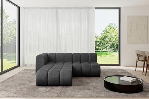 ALTDECOR Modulares Sofa Ecksofa in L-Form Corner modular Sofa Eckcouch Couch Wohnlandschaft Cauchsofa Bodensofa Polstersofa Darnel-L1-205x177x70 cm Schwarz von ALTDECOR